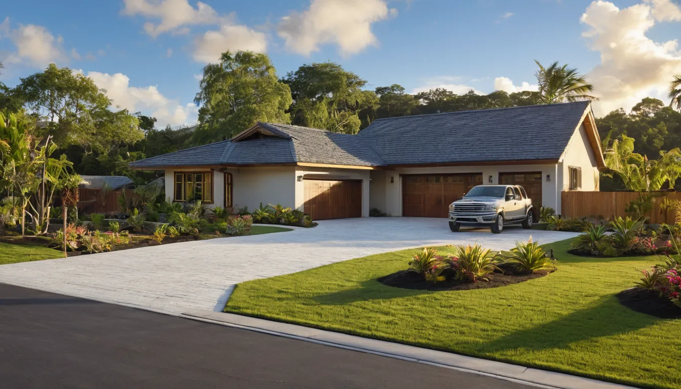 Newly poured concrete driveway with a smooth broom finish in front of a single-story home in Kissimmee