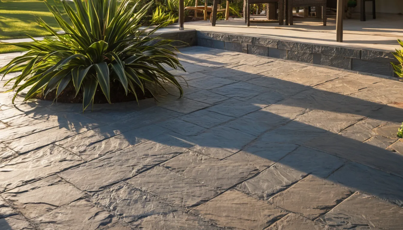 A stamped concrete patio behind a home in Kissimmee